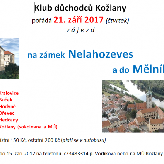 Klub důchodců Kožlany - Zájezd na zámek Nelahozeves a do Mělníka 1